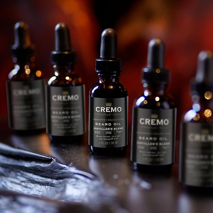 Cremo Beard Oil, Distiller's Blend (Reserve Collection), 1 fl oz - Restore Natural Moisture and Soften Your Beard To Help Relieve Beard Itch