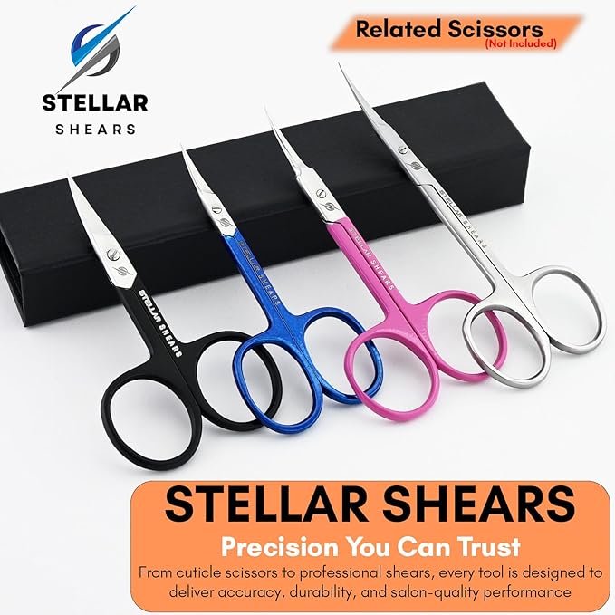 Precision Cuticle Scissors β Extra Sharp Curved Stainless Steel Blades for Nail, Eyebrow & Dry Skin Trimming β Professional Manicure & Pedicure Scissors for Women & Men (Black)