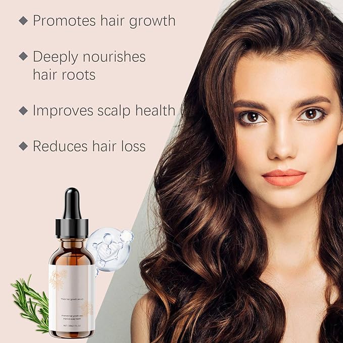 30ml Hair Growth Serum for Thinning Hair – Thickening Scalp Treatment with Rosemary & Castor Oil to Reduce Hair Loss, Nourish Roots & Promote Fuller, Healthier-Looking Hair