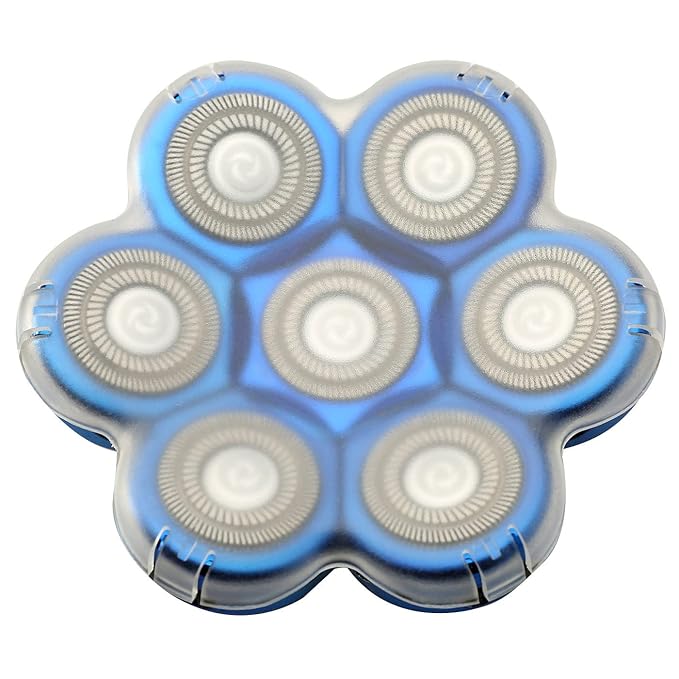 Universal 7 Blades Shaver Replacement Blades Compatible with Freedom Gold Shaver and Most Mainstream Brands Head Shaver Electric Shaver Replacement Head (7 Blue)