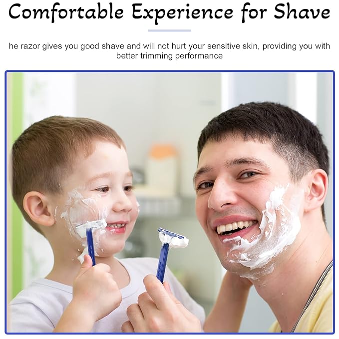 Chumia 500 Pcs Disposable Twin Blade Razor Shaving Safety Razor for Men Individually Wrapped with Clear Safety Cap Bulk Packed Portable for Hotel Guest House Travel Home Use(Blue)