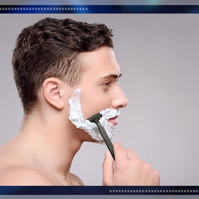 Jutom 25 Pcs Twin Blade Disposable Razors Bulk with Safety Cap Stainless Steel Shaving Razors Bulk Multipurpose Portable for Men Women Bathing Hotel Travel Camping Charity Apartment
