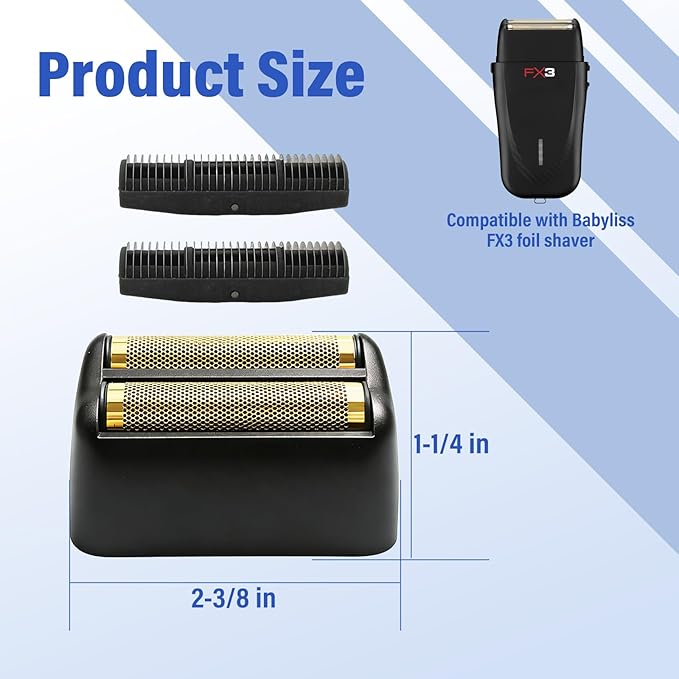 Replacement Head Compatible with BaByliss FX3 Foil Shaver, Replacement Blade Compatible with BaByliss Pro FX3 Foil Shaver Replacement Head, FXX3RFB Black Razor Replacement Foil Head with 2 Cutter-1PCS