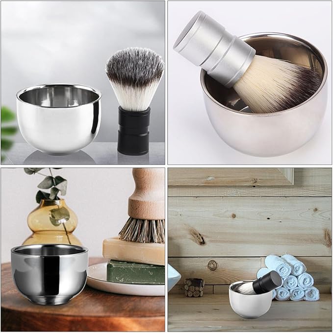 Beaupretty Stainless Steel Shaving Foaming Bowl for Men, Beard Bubble Container with Lathering Function, Household Shaving Soap Bowl for Daily Grooming