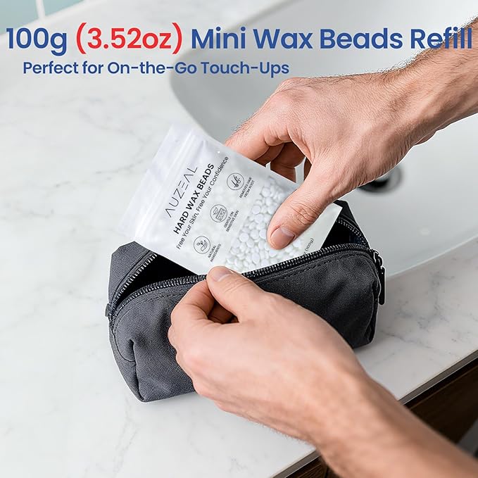 Nose Hard Wax Beads Refill for Men, Nose and Ear Hair Removal, Gentle & Precision Waxing for Sensitive Skin, Portable Home & Travel Wax Beads Only, 100g/3.53oz