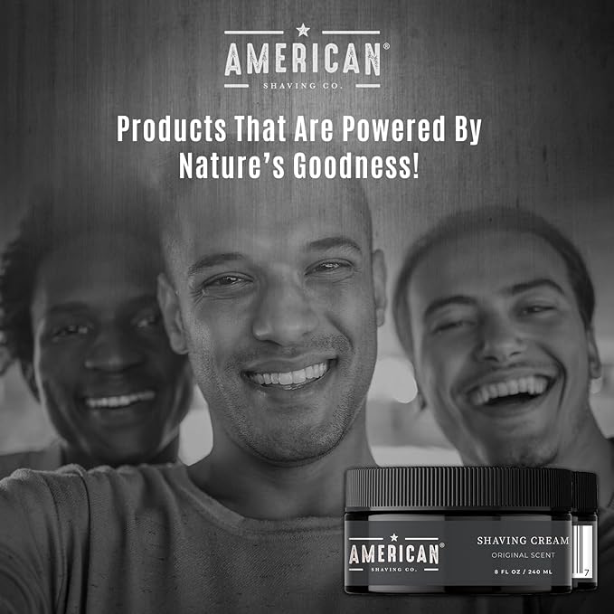 American Shaving Co. Original Scent Shaving Cream For Men 8 Oz, Made in USA, Easy Application, Quality Potent Ingredients, Non-GMO, GMP Certified, Cruelty-Free Products