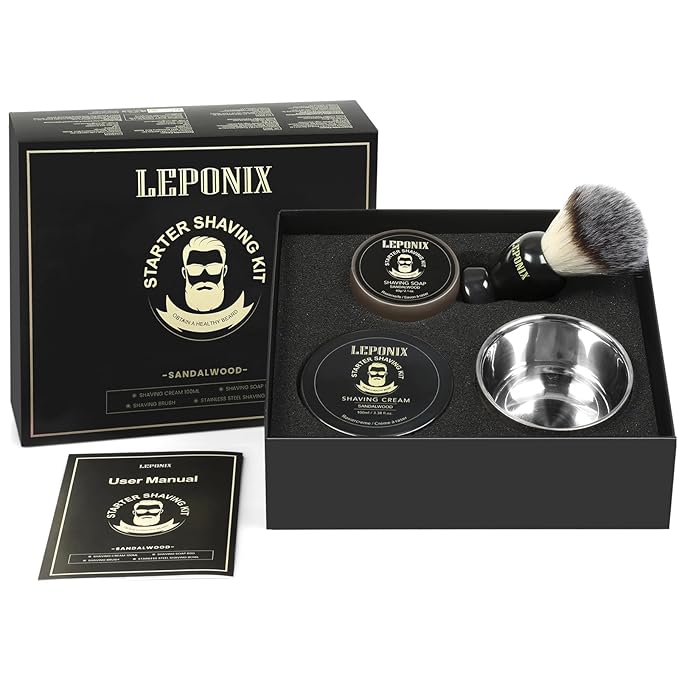 Mens Shaving Kit, The Ultimate Secret Santa Gift Set - Include Shaving Soap, Brush, Cream & Bowl – Premium Aftershave Christmas Gift Set for Him, Husband, Boyfriend – Ideal Grooming Essentials