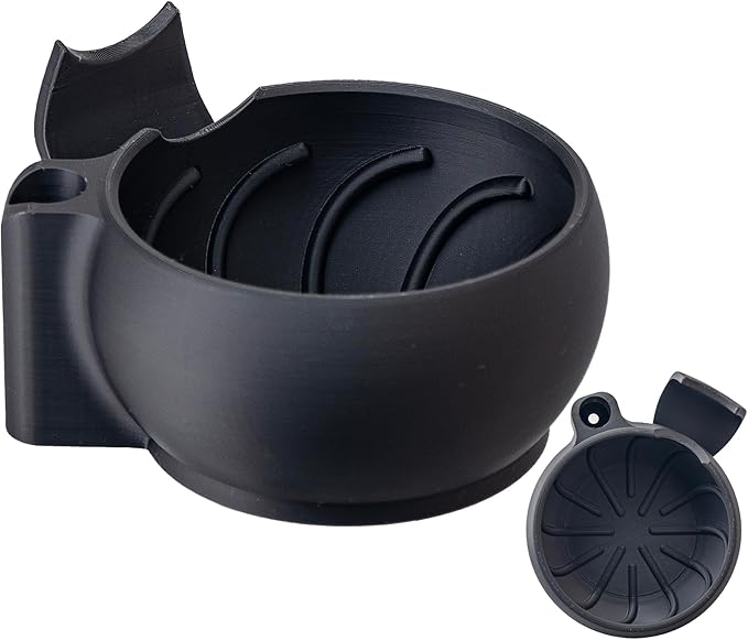 Grandslam Shaving Bowl with Ridges, Shaving Mug with Brush Stand, Shaving Soap Bowl for Shaving Cream and Soap, Durable & Holds Heat Longer, Rich & Thick Lather, Great for Traveling and Use at Home