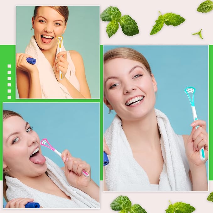 Yinkin 18 Pcs Tongue Scraper for Adults, Scraper Cleaner 100% BPA Free, Tongue Scrapers Cleaner, Oral Care Brush for Reducing Bad Breath Adults Healthy Oral Care Tools Easy to Use