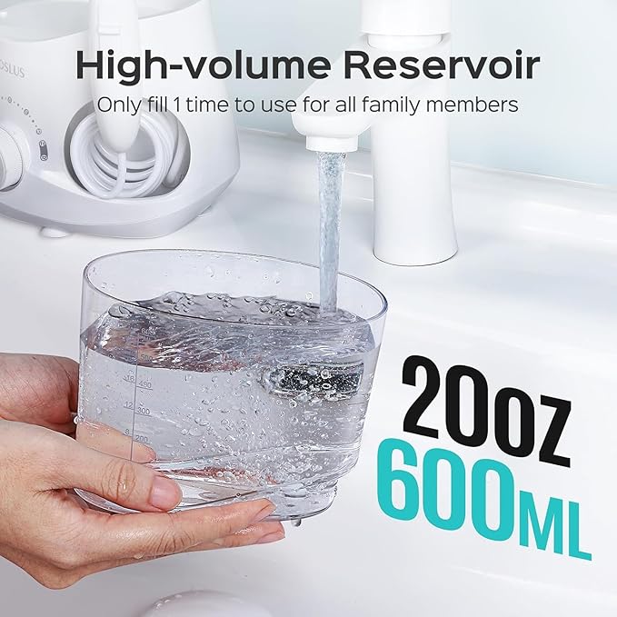 COSLUS E1 Electric Water Flosser for Teeth: Professional Dental Pick for Orthodontic, Sensitive Gums, Braces - 12 Pressure Settings & 5 Multi-Functional Tips for Multiple Users, Home Use, White