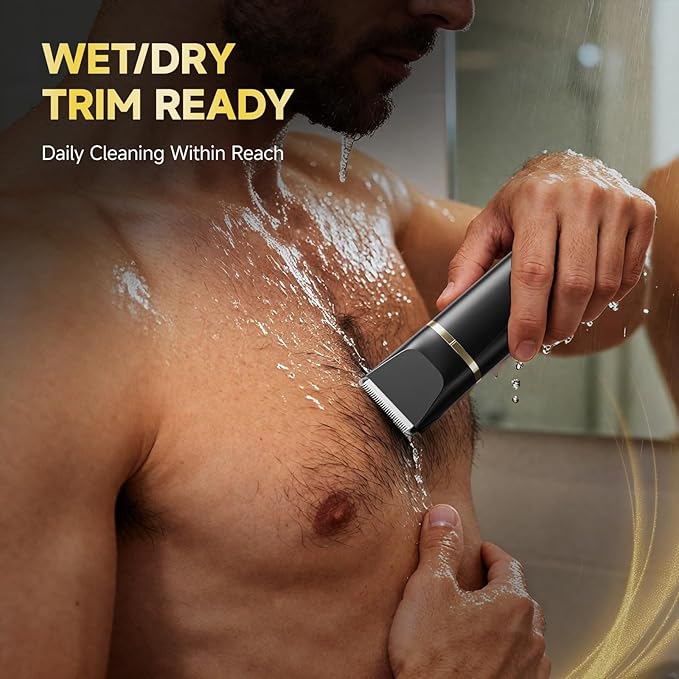 Beard Trimmer for Men, IPX7 Waterproof Body Hair Trimmer Electric Razor Shavers Cordless Grooming Kit for Beard Nose Ear Legs Chest Groin Pubic