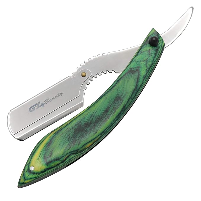 G4 Vision Straight Edge Razor Barber Artificial Wood Handle Stainless Steel Folding Razor, Cut Throat Razors, with 100 Free Single Blades