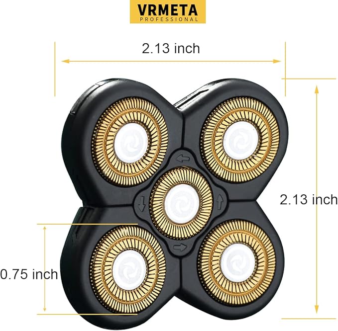 Men's Electric Shaver Replacement Heads 5D Sharp Head Shaver Replacement Heads Floating Shaver Blades for Electric Rotary Shaver (5 heads Gold)