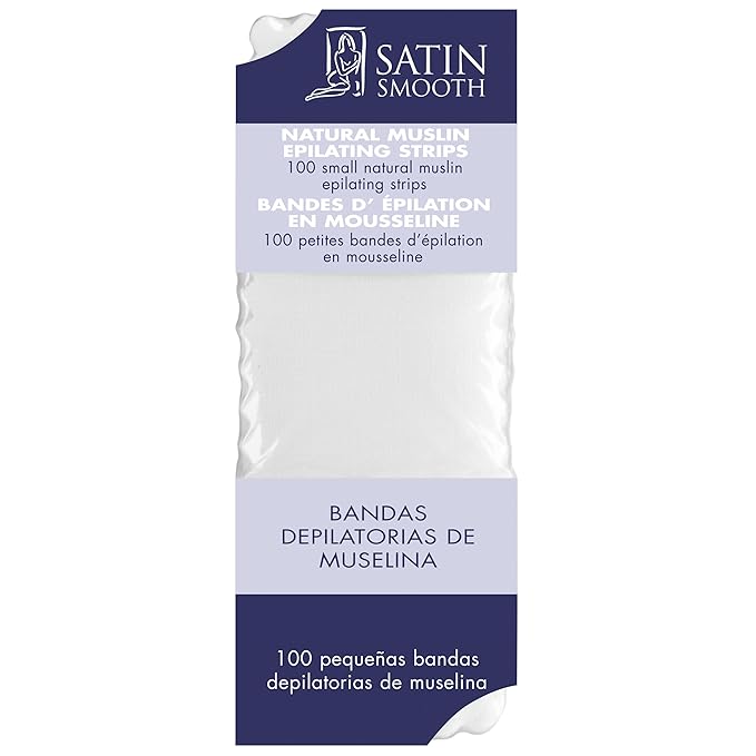 Satin Smooth Non Woven Wax Strips – Small Muslin Epilating Wax Strips for Hair Removal, Waxing Strip for Face, Body & Bikini, 100 ct
