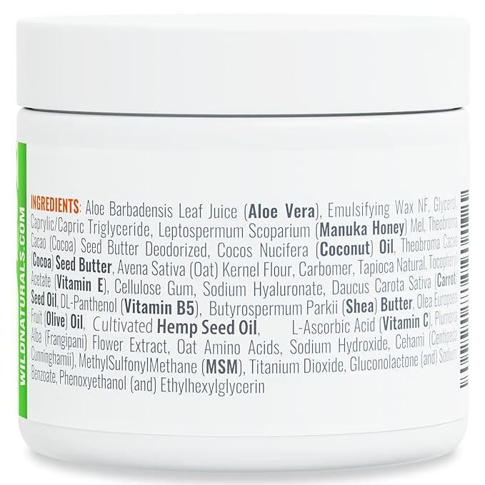 Wild Naturals Manuka Honey Face Cream for Dry Skin - Cream Moisturizer for Sensitive Skin - Soothing & Redness Relief for Dry Skin - Face, Hand & Body Moisturizer for Women & Men
