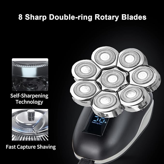 Head Shaver Replacement Heads,Head Shaver Replacement Blades, Head Shavers for Bald Men,Head shavers for Men, Stainless Steel Rotary Blades for Electric Head Razor (silver8)