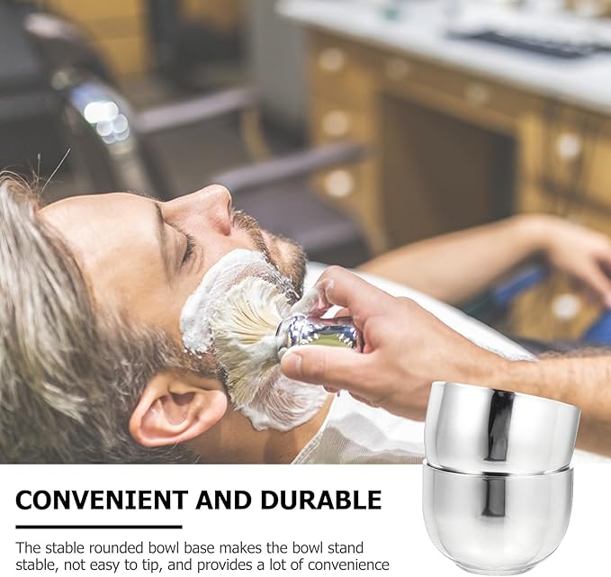 FRCOLOR Stainless Steel Shaving Soap Bowls 2pcs Men’s Bubbling Vessels Foaming Cups for Shaving Accessories Grooming Bathroom Use