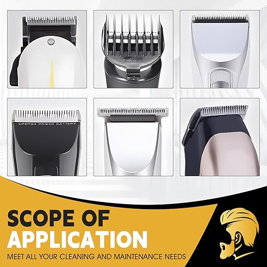 JAOJAO Shaver Cleaning Solution, Electric Shaver Oil Lubricant Electric Razor Cleaning Solution with Brush Deep Cleans and Lubricates Extends Razor Life Universally Compatible for Clipper Blades