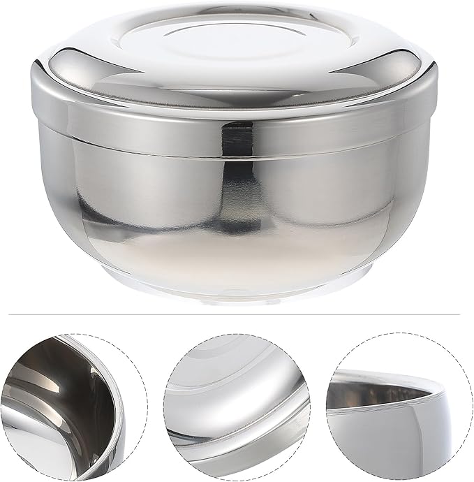 Stainless Steel Shaving Soap Bowl with Lid, Simple Lidded Foaming Bowl for Men’s Shaving, Sturdy Bubble Container Suitable for Travel and Daily Grooming