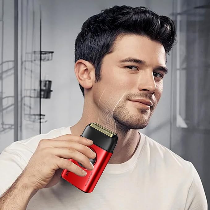 VGR 378 Electric Shavers for Men, Triple Floating Blade Foil Shaver Cordless Men's Electric Razor, 9000 RPM Motor Bald Shavers Titanium Foils with LED Display, Barber Supplies (Red)