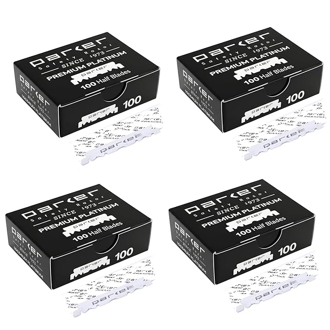Parker Premium Platinum 1/2 Blades, 400 COUNT - For Professional Barber, Shavette and Disposable Straight Razors