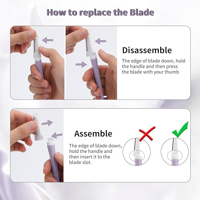 BULIMICA Dermaplane Razor Blades, Dermablade, Safe and Effective Removal Women Facial Peach Fuzz, Gentle Skin Exfoliation Blades, 8 Long Dermaplaning Blades