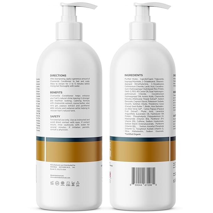 Chamomile Conditioner with Cocoa Butter, Aloe Vera & Papaya, 16 fl oz, Calming & Volumizing Formula, Vegan, Sulfate-Free, Paraben-Free, for All Hair Types