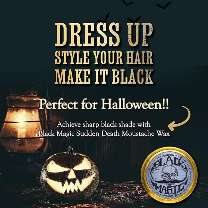 THE VINTAGE GROOMING CO. Black Magic Mustache Wax | Sudden Death | Hide Grey Hair In Beard Or Moustache | Strong Hold 1 oz Tin | No Heat Source Required | Unscented