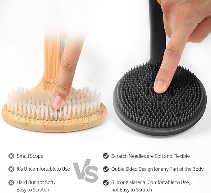 Back Scratcher, 2PackGifts for Men Back Scratcher , 2025 New with 2 Silicone Scratch Surface, Deep Back Scrubber for Men/Women, Long Handle Backscratchers for Adults