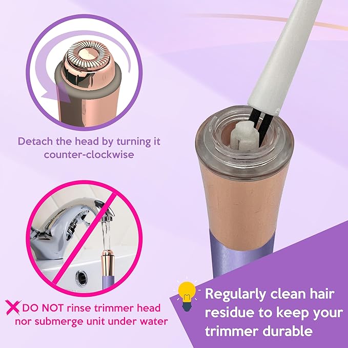 Facial Hair Remover for Women – Painless 16mm Dual Ring Floating Head Blade, Portable, Electric Razor & Epilator for Flawless Face, Lips & Chin – with 18K Gold-Plated Head, 360° LED Light