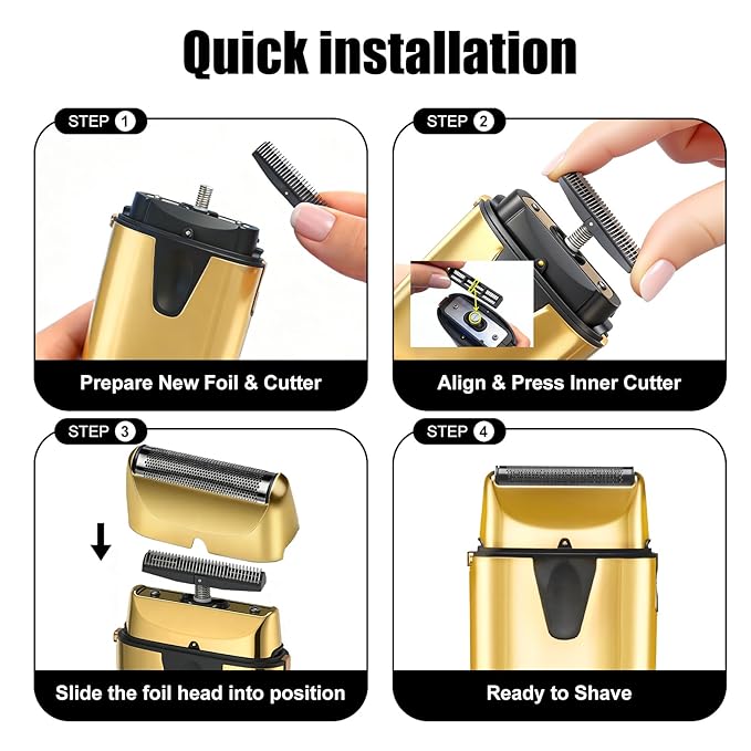 2-Pack Shaver Replacement Foil and Cutter Compatible with BaBylissPRO UV-Disinfecting Single Replacment Foil (Gold)
