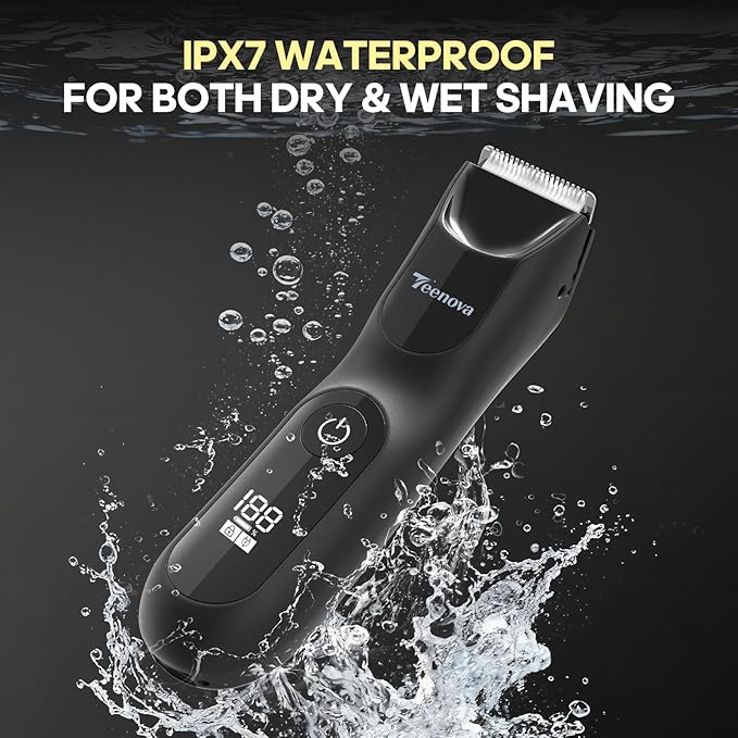 Electric Body Hair Trimmer Shaver - 3 in 1 Pubic Trimmer for Men - Bikini Trimmer for Women - No Nick Groin Ball Razor with Ceramic Blade Head, Wireless Dock Charging