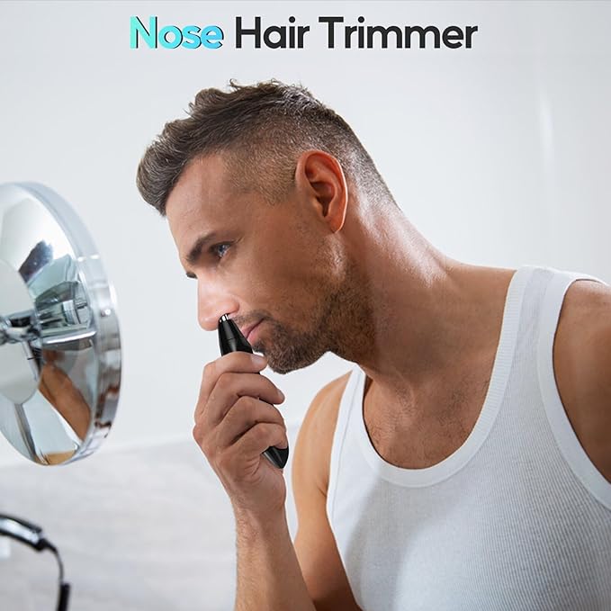 Nose Hair Trimmer for Men Women - Electric Nose Hair Clipper with Replaceable Stainless Steel Blade, Powerful 8000RPM Motor, Wet/Dry Use, Travel Lock, Portable Design USB Rechargeable