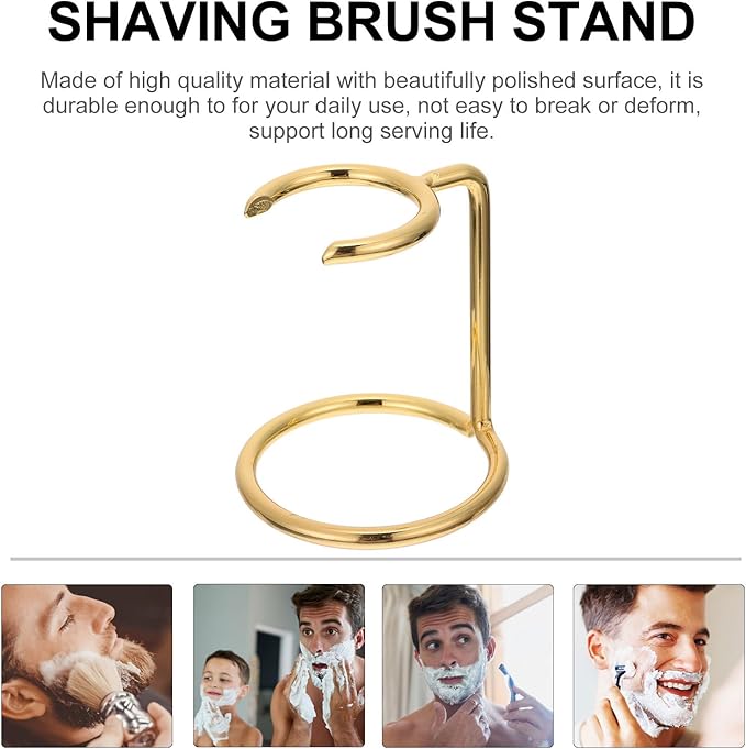 Shaving Razor and Brush Stand Metal Storage Rack Gold Razor Holder Shaving Brush Organizer for Men Bathroom Countertop