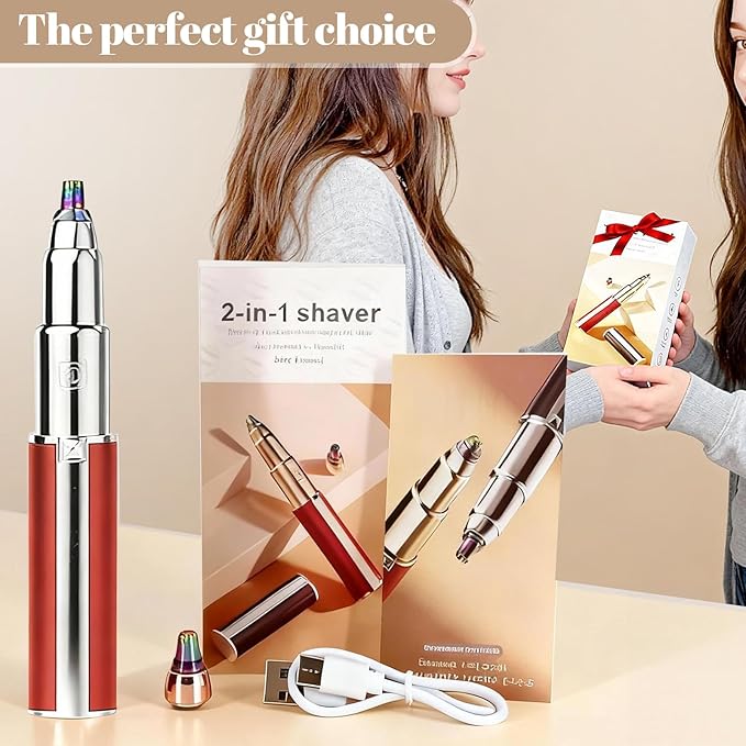 Womens Eyebrow Trimmer Rechargeable Upgraded 2-in-1 Portable Electric Eyebrow Trimmer & Nose Hair Remover Black Waterproof Eye Brow Razors Electric with USB Charging