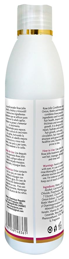Rose Jolie Onion Conditioner | With Onion Extract and Biotin for Hair Fall Control & Growth Support| Moisturizes and Nourishes | Nourishing Daily Formula | Sulfate Free, No Onion Smell | 17 fl oz