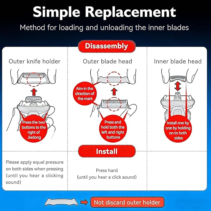 Shaver Replacement Blades and Foil Compatible with Panasonic ARC5 5-Blade WES9032P ES9032 ES9034 ES9036 ES9038, Fits Models ES-LV61, ES-LV65, ES-LV67, ES-LV95, ES-LV97(1pc)