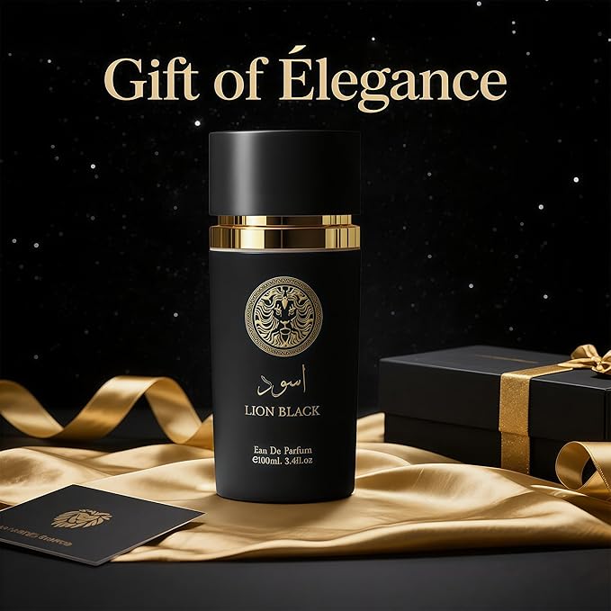 Men's Cologne Eau De Parfume Natural Spray Lion Black Perfume with Pinapple, Tobacco,Amber, Vanilla,Labdanum Scent 3.4 Fluid Ounce Long Lasting Fragrance