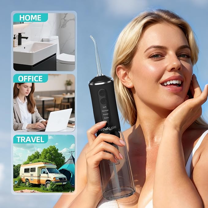 Water Dental Flosser for Teeth Pick:360ML Tank 5 Jet Tips Rechargeable Electric Flosser, 4 Mode IPX7 Cordless Oral Irrigator for Implants, Brace & Sensitive Teeth Care, Home & Travel Use