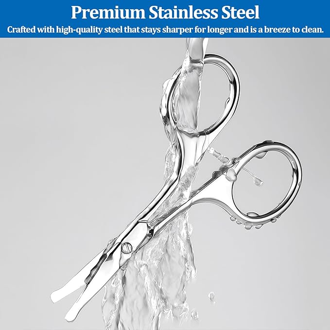 Professional Nose Hair Scissors Set, Stainless Steel Small Shears for Grooming Mustache, Beard Grooming Scissors for Men & Women, Eyebrow Ear Facial Trimmer (2 Pack)