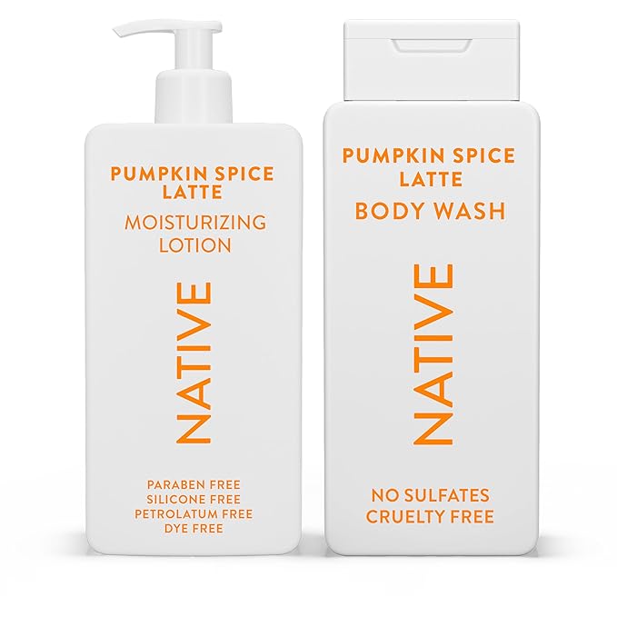 Native Body Wash & Moisturizing Lotion - Pumpkin Spice Latte - Naturally Derived Ingredients, Paraben-Free, Dye-Free Personal & Skin Care | Fall Seasonal Bundle (34.5 fl oz Total) - 2 Pk