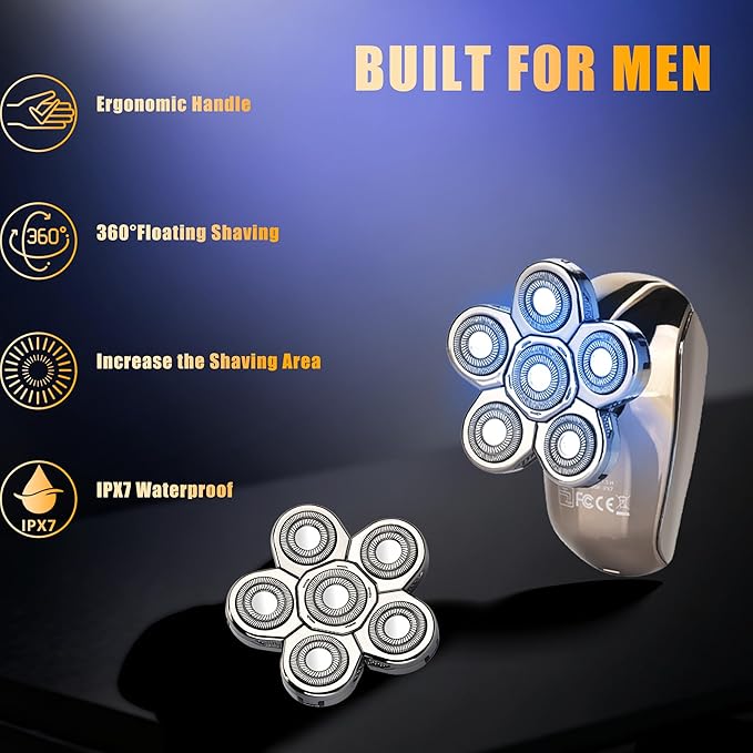 Lnauy 6D Blade Replacement Head, Compatible with Aidallswellup G-672 Hade Razor, 5 in 1 Skinny Electric Razor Blade Spare Part 360° Skull Blade for AW Head shaver for Men, Gunmental