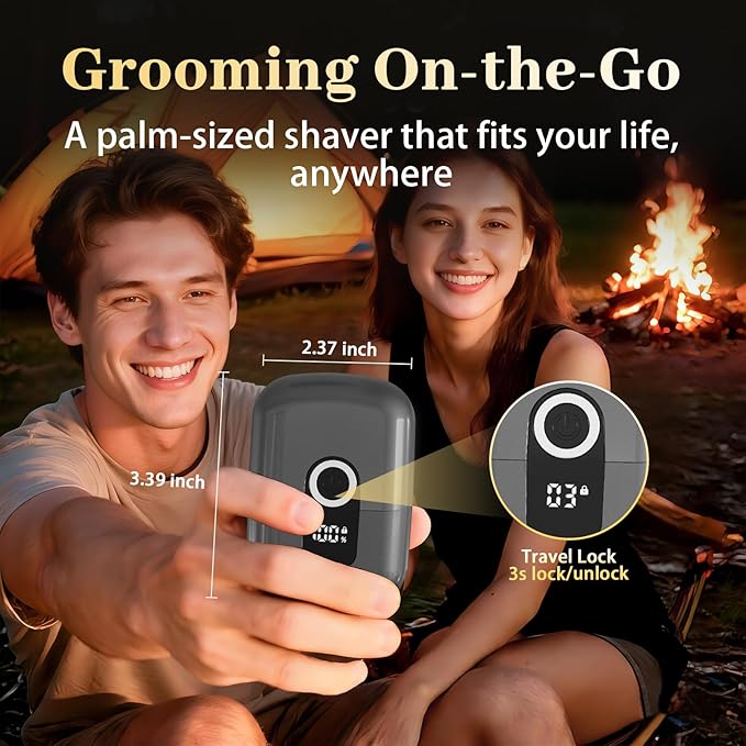 Electric Foil Shaver for Men: Mini Electric Razor for Face/Beard - 3 Floating Blades Cordless Razor with LED Display - IPX7 Waterproof Wet Dry Shaving for Travel & Home, USB Type C