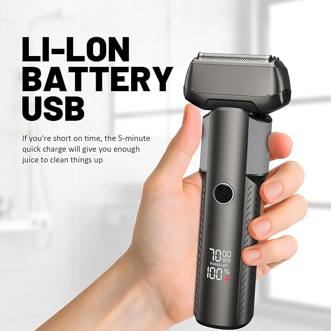 Foil Shavers for Men, Professional Travel Shavers, Electric Razors for Shaving Face, Waterproof Cordless Razor with Led Display, Rechargeable