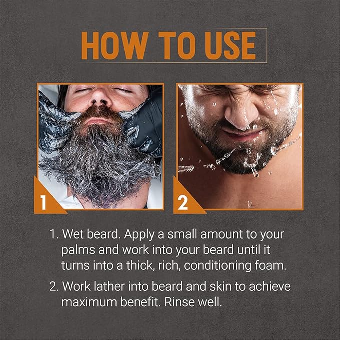 Woody's Beard Wash for Men - Beard Wash and Conditioner, Cleanses Facial Hair & Skin, Aloe Vera & Chamomile Scent, 6.3 fl oz
