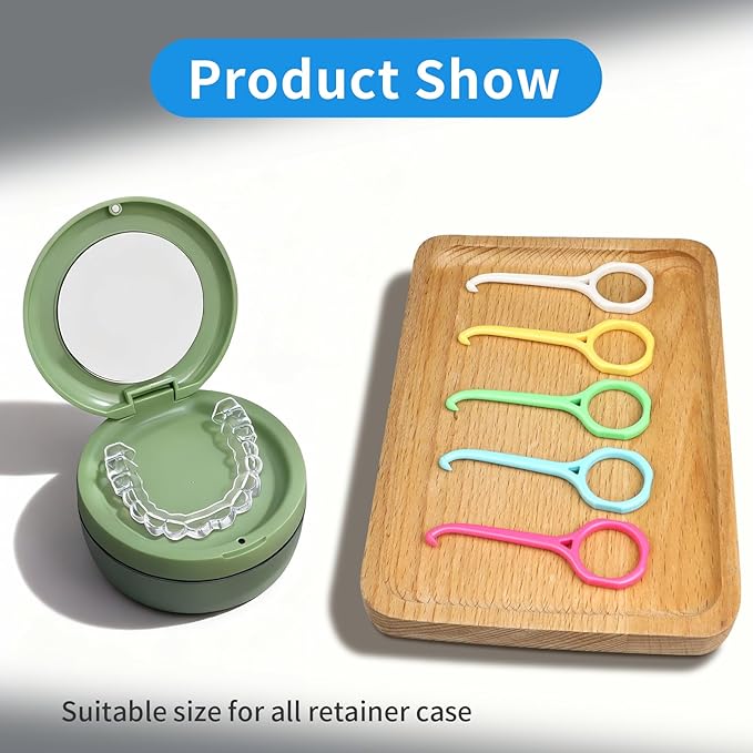 15PCS Aligner Removal Tool - Removal Aligner Tooth Hook for Invisible Braces - 5 Colors Retainer Kit - Braces Care Kit