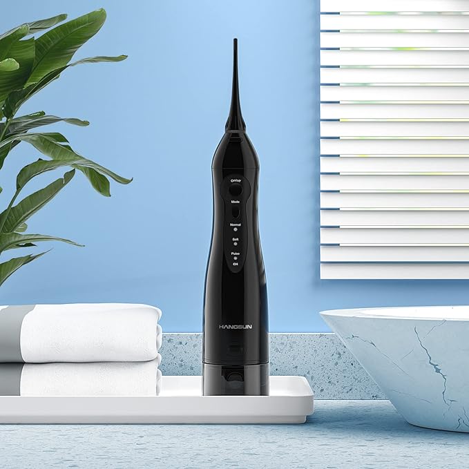 Hangsun Water Flossers for Teeth Cordless Rechargeable Dental Oral Irrigator Water Jet for Teeth Braces Care with 8 Jet Tips for Travel and Home Use (Black)