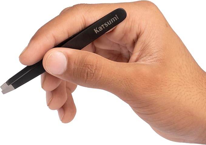 Katsumi Pinnacle 4-Piece Tweezers Set – Precision Stainless Steel Tweezers for Eyebrows, Facial Hair, Ingrown Hair, Splinters – Professional Beauty Kit Black