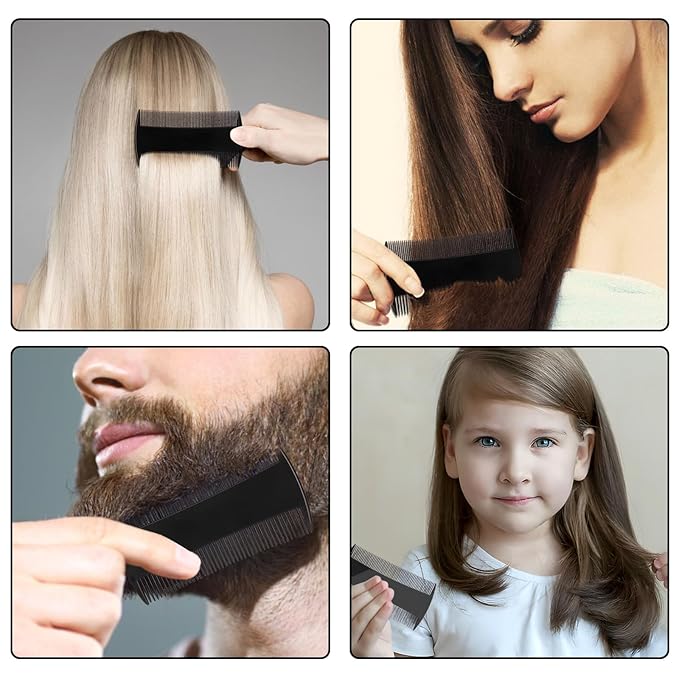 5 Pack Double-Sided Pocket Comb for Hair, Beards & Mustaches | Fine & Coarse Teeth, Everyday Comb For Detangling Knots, Beard Care & Grooming