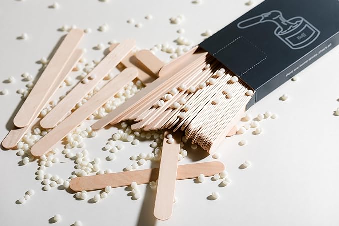 Wood Spatulas, Essential Wooden Waxing Sticks for Hair Removal, Perfect for Home Use, Ideal for Brazilian Waxing, Smoothly Applies Hair Removal Wax to Sensitive Areas, Pack of 50